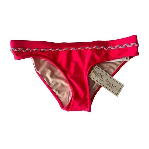 Shoshanna Pink Braided Rope Waist Swim Bikini Bottom Sz Small NWT - Picture 1 of 8